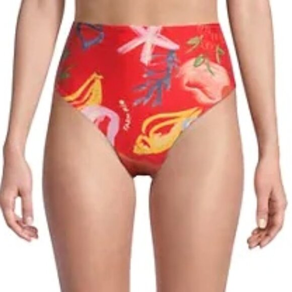 Farm Rio Mixed Fruits Ocean High-Waisted Bikini Bottom - Picture 3 of 12